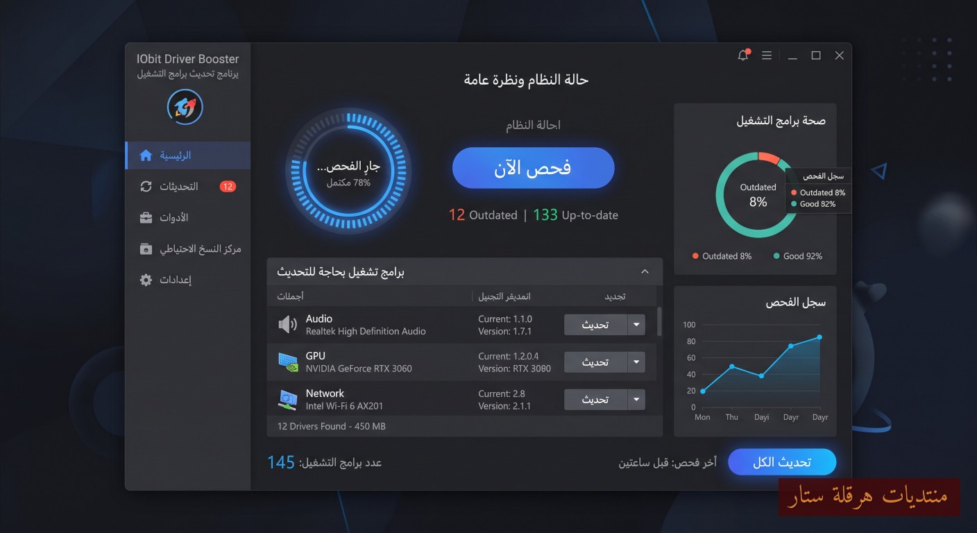 برنامج إدارة وتحديث تعريفات (Drivers) أجهزة الكمبيوتر: IObit Driver Booster Pro 14