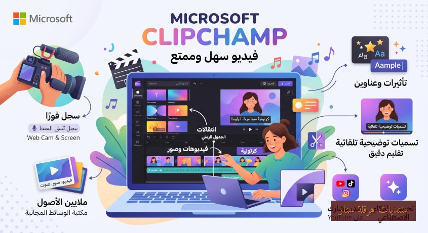 تطبيق تحرير الفيديوهات من شركة مايكروسوفت: Microsoft Clipchamp