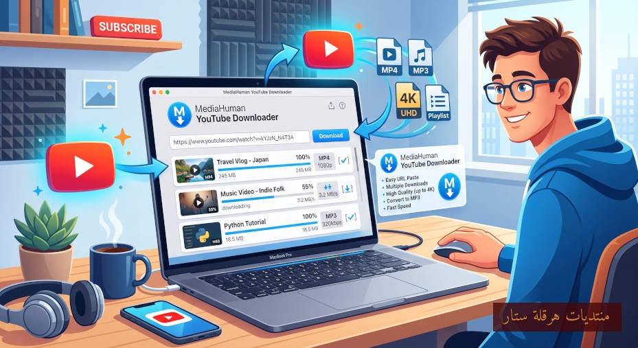 برنامج تحميل مقاطع الفيديو والصوت من موقع يوتيوب : MediaHuman YouTube Downloader 3.9