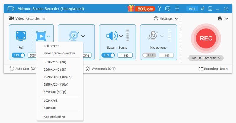 برنامج تسجيل الشاشة Vidmore Screen Recorder