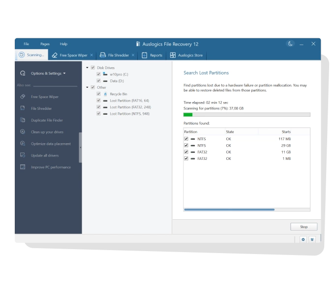 برنامج إستعادة الملفات المحذوفة Auslogics File Recovery Professional 12