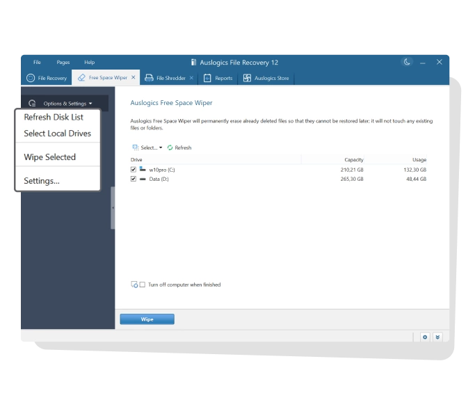 برنامج إستعادة الملفات المحذوفة Auslogics File Recovery Professional 12