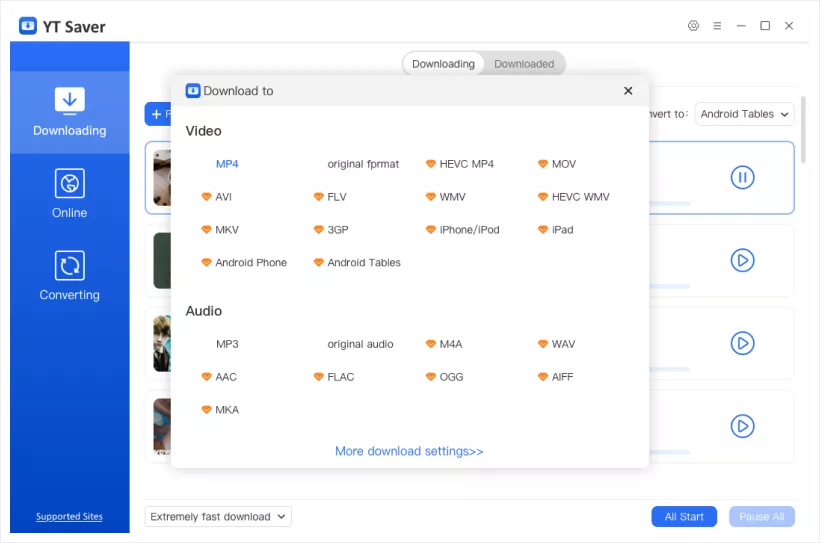 برنامج تحميل الفيديوهات والصوتيات من مختلف المواقع العالمية YT Saver Pro 107